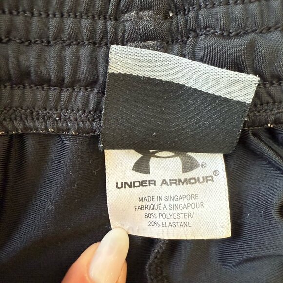 Under Armour Swim Trunks Shorts Mens XL Hybrid Stretch Black Red - Picture 8 of 8